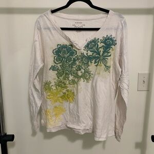White Floral Long Sleeve Top